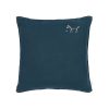 L1NO Embroid Square Cushion FR Linen